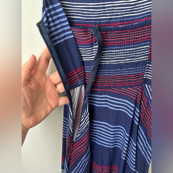 Old Navy size medium Red White and Blue Striped Midi Dress with spaghetti straps - Picture 3 of 5
